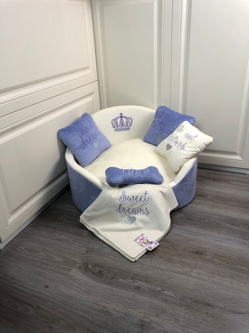 Cream and Lavender Royal Dog Bed Luxury Bed for Dog Bespoke Etsy