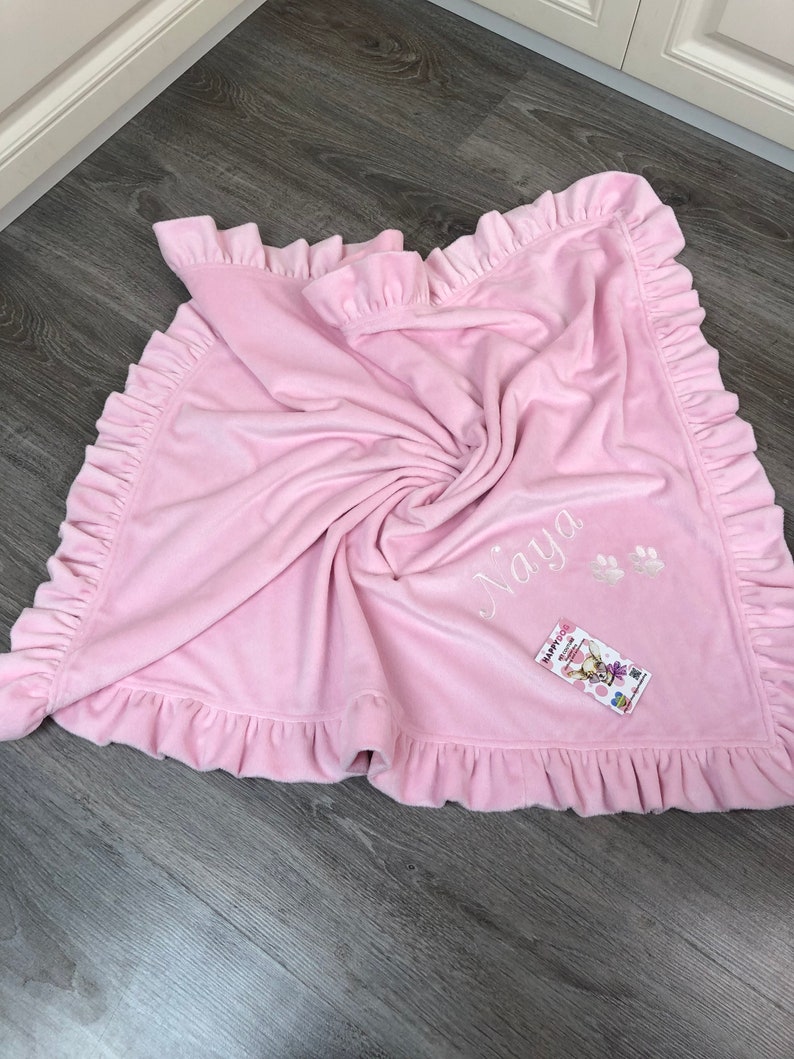 Bright pink blanket for dog Pink and black puppy blanket with Etsy