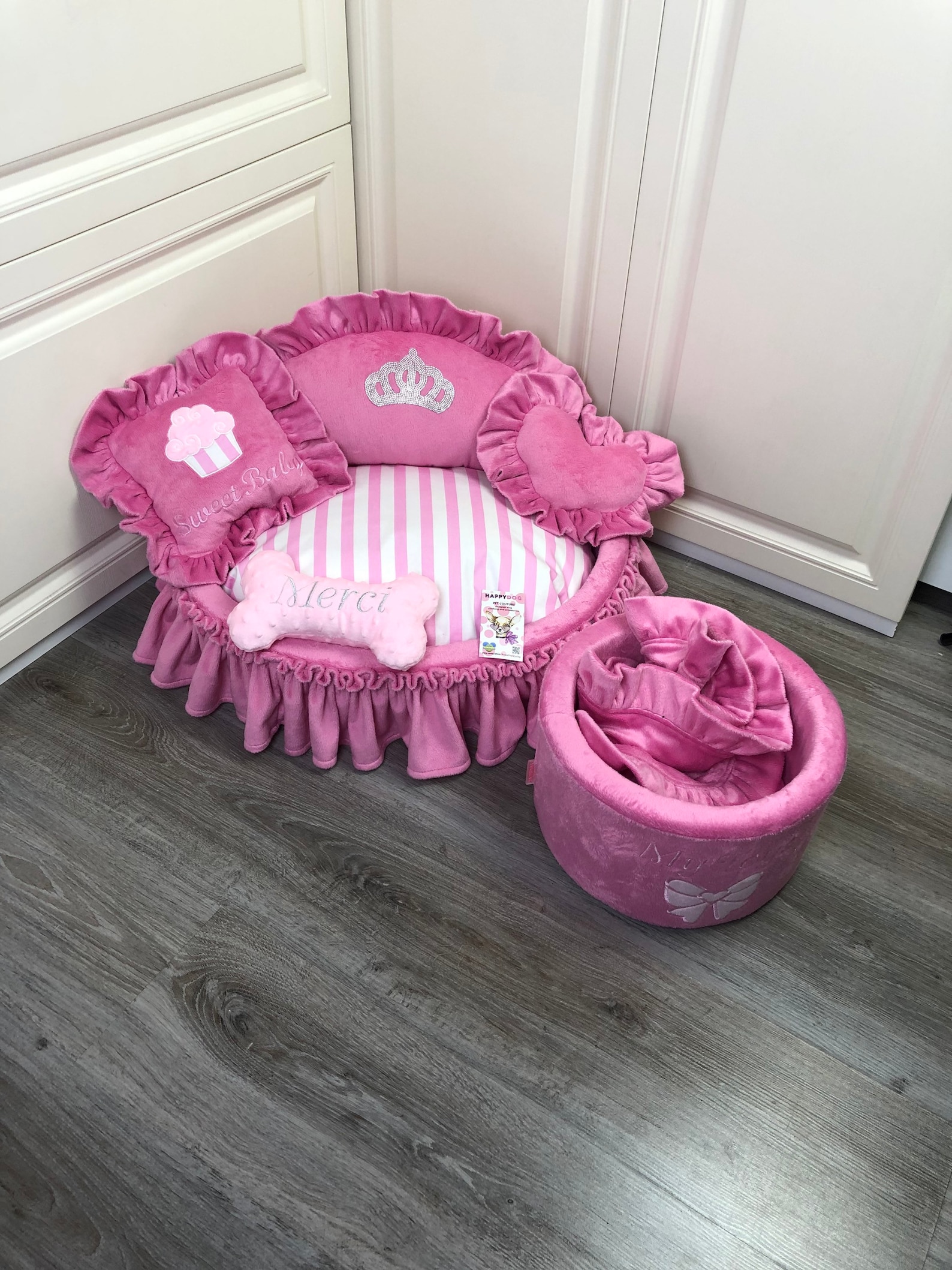 Pink Luxury Princess Dog Bed Personalized Dog Bed Designer Pet Etsy