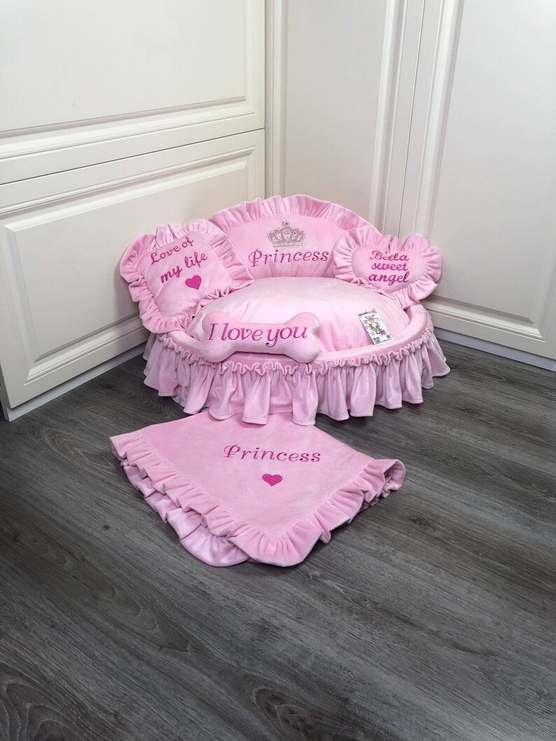 Baby Pink Personalized Luxury Dog Bed Princess Dog Bed Etsy