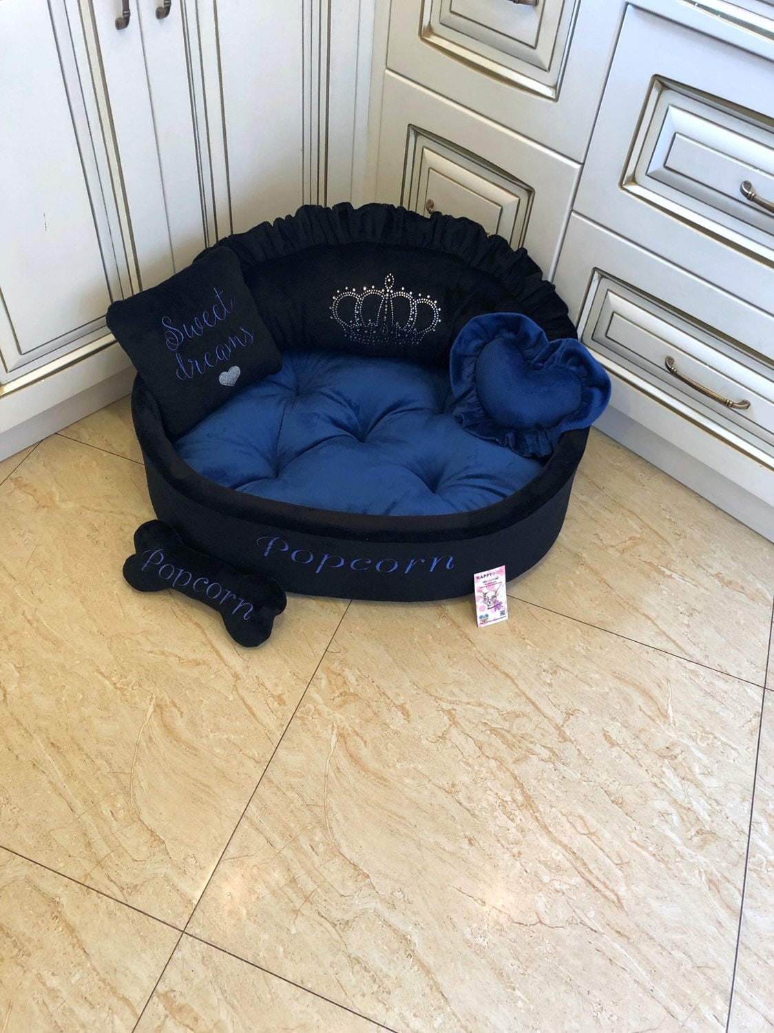 Navy blue dog clearance bed