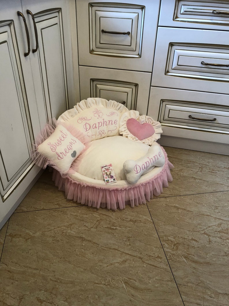 Cream and Baby Pink Designer Dog Bed Puppy Bed for Princess Etsy