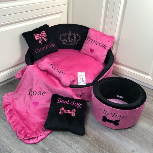 Pink and Leopard Print Personalized Princess Dog Bed Designer Etsy