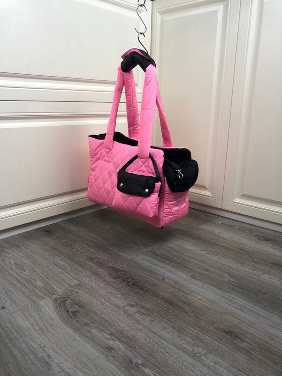 Pink and Black Designer Dog Carrier Bag for Small Dog Puppy 