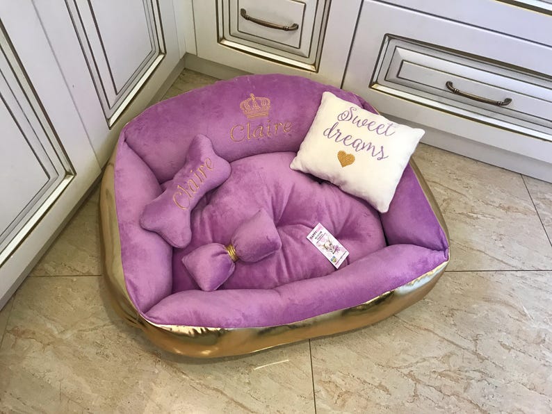 Purple and Golden Princess Dog Bed Designer Dog Bed Etsy