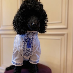 Dog machine embroidery shirt Ukrainaian vyshyvanka for dog Traditional ukraininan shirt for dog Organic dog shirt