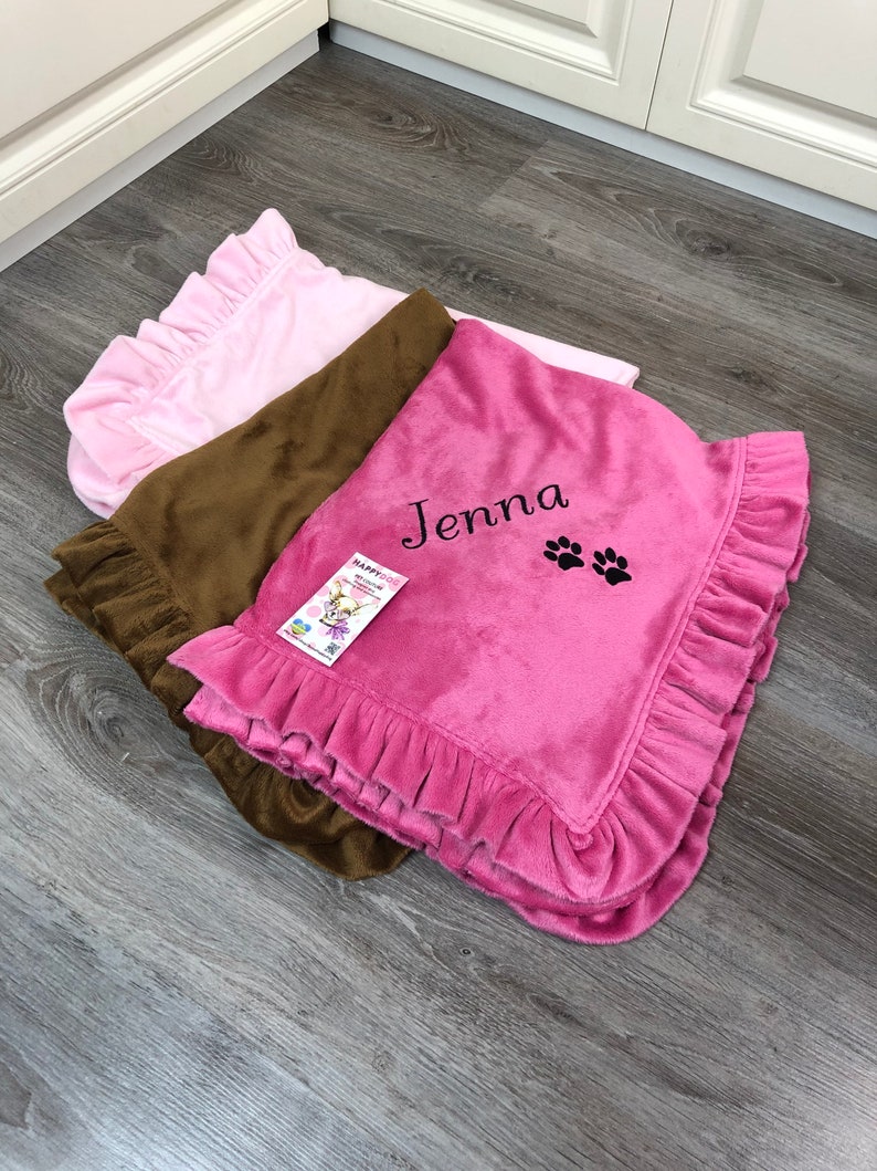 Bright pink blanket for dog Pink and black puppy blanket with Etsy