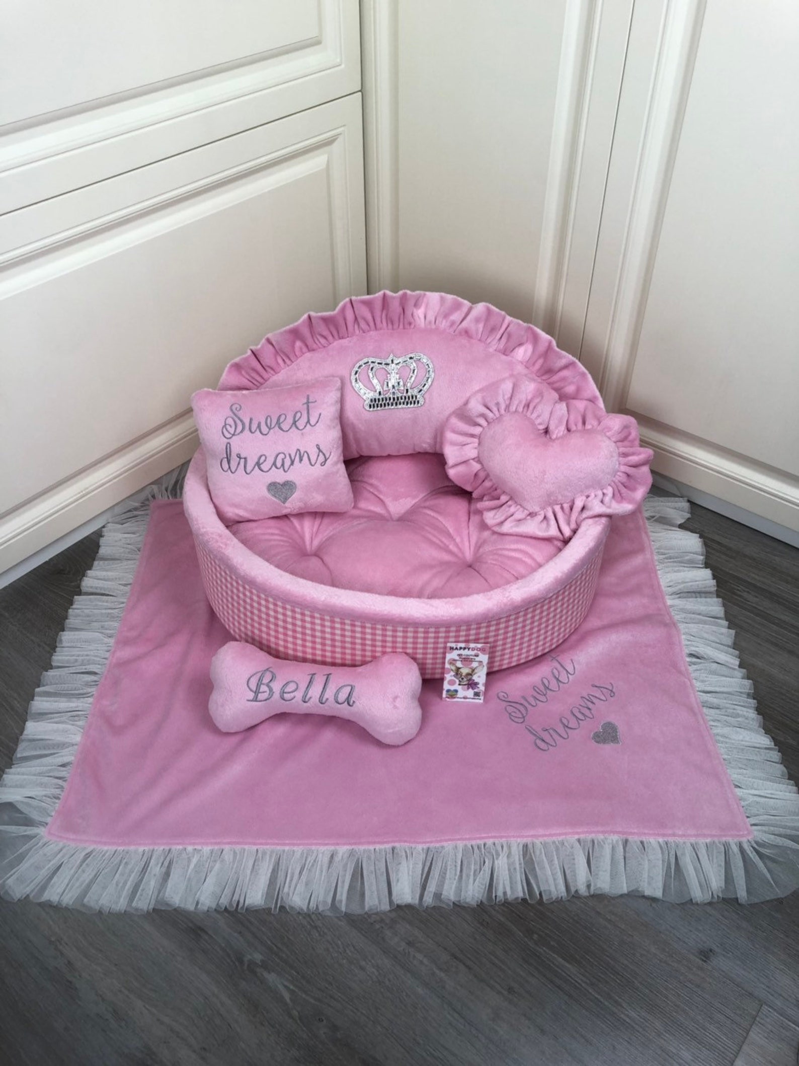 Baby Pink Princess Dog Bed Luxury Personalized Dog Bed Etsy