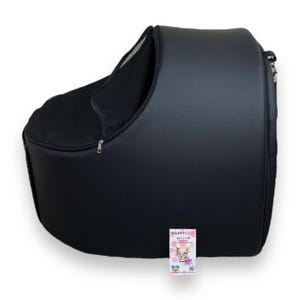 Zwarte automand voor hond Drijfset voor hond Designer autostoeltje voor honden Luxe hondenmand voor op reis Aangepast autostoeltje voor honden