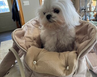 Beige Luxury Dog Carrier: Warm Designer Puppy Bag