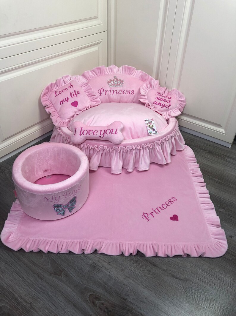 Baby Pink Personalized Luxury Dog Bed Princess Dog Bed Etsy