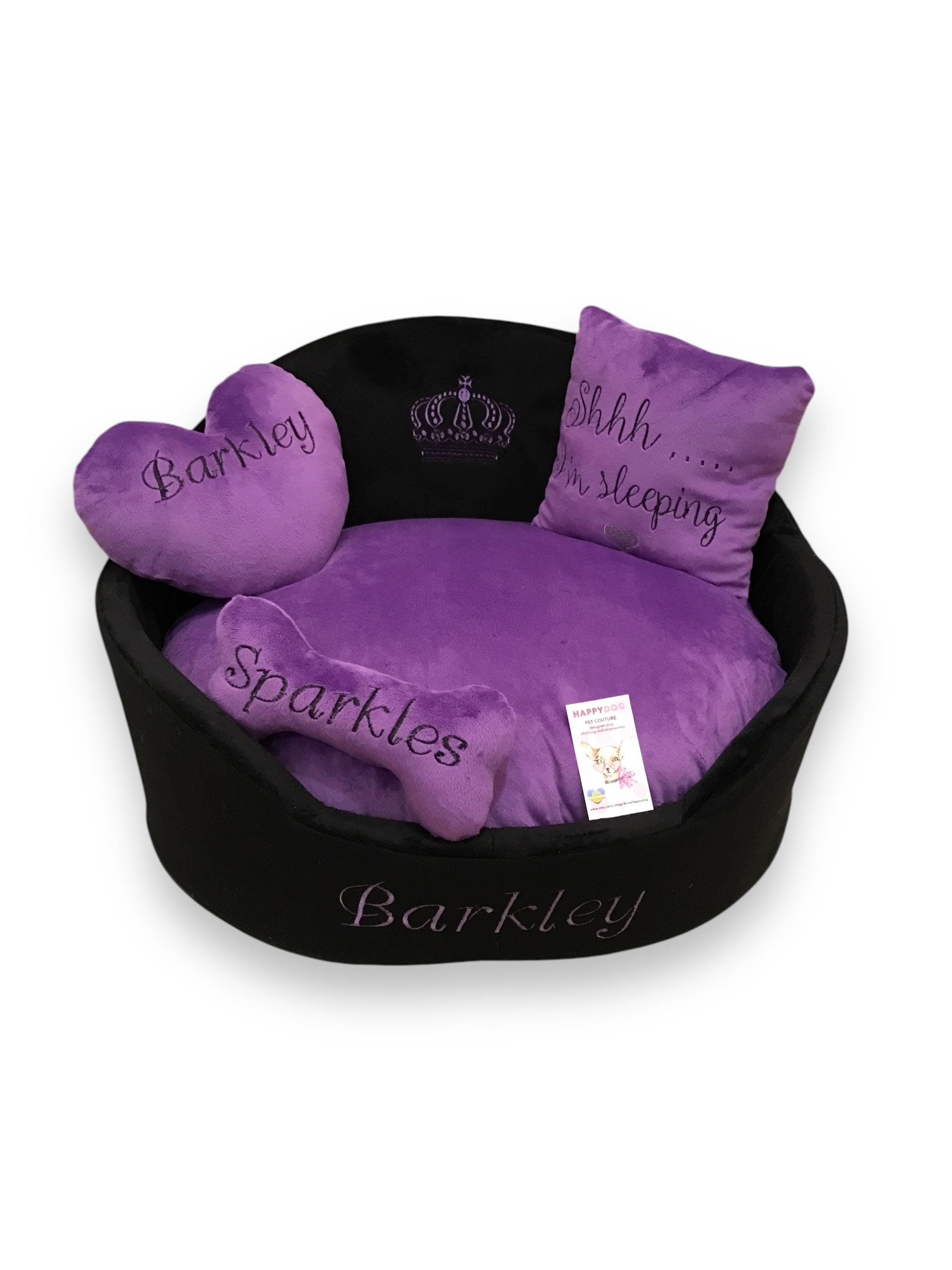 Princess Dog Bed in Purple and Black Personalized Pet Bed Large Dog Bed Custom Made Dog Bed in Violet and Black Designer Dog Bed Cat Bed Etsy Canada