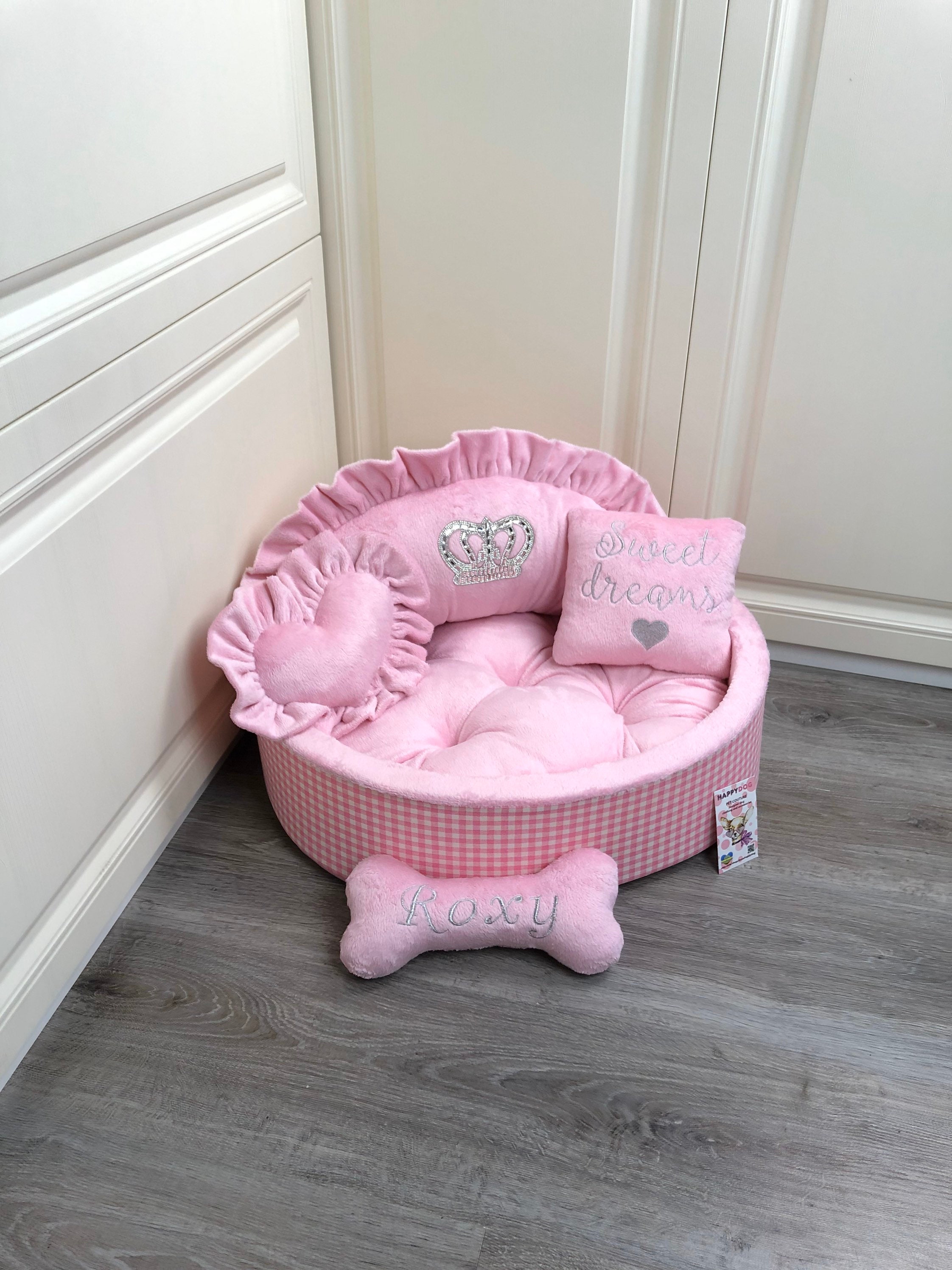 Baby Pink Princess Dog Bed Personalized Dog Bed Designer Etsy
