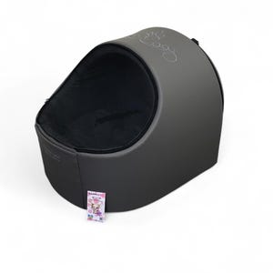 Antracietgrijs design hondenautostoeltje Eco-lederen autostoeltje voor hond Designer hondenautostoeltje Luxe hondenmand voor op reis Custom hondenautostoeltje