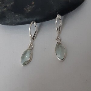 Aquamarine earrings, lever back hooks, marquise aquamarine,  92.5 sterling silver