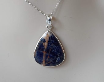 Bezel Gem Pendant w// Bail-Black Rutilated Quartz Sterling Silver Teardrop 29mm