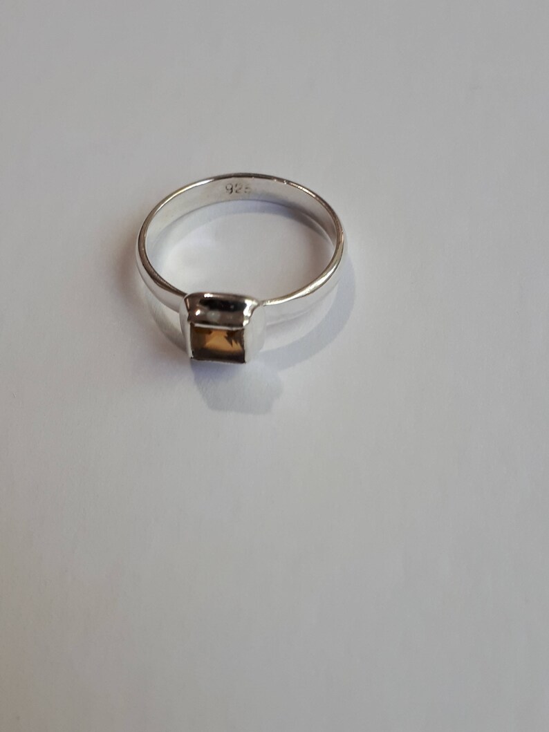 Citrine ring 92.5 sterling silver size 6 with option to resize