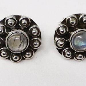 Elegant 92.5 Sterling Silver Moonstone Stud Earrings - High Quality, Dainty & Trendy Jewelry