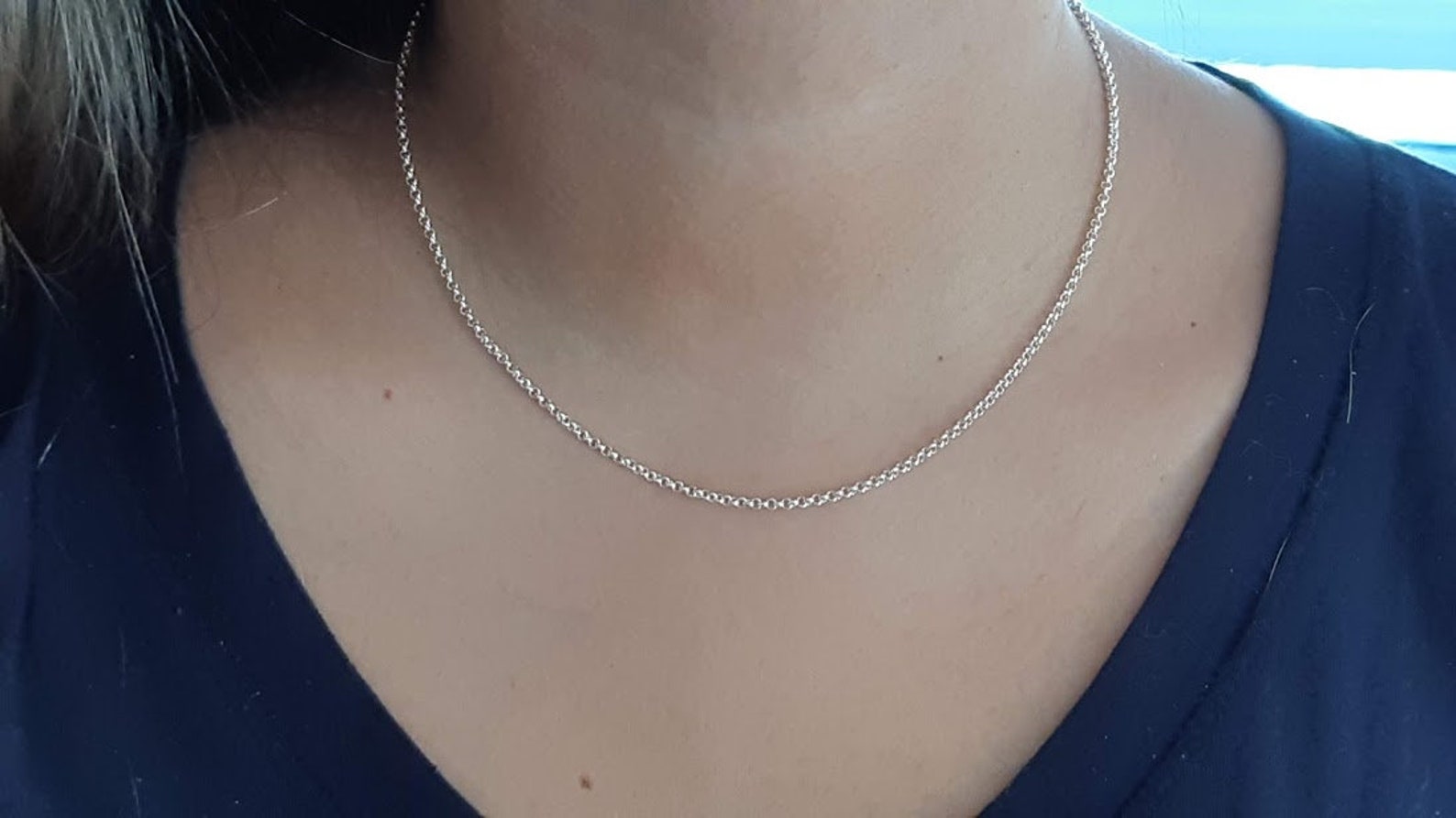 Sterling silver neck chain 2 mm rolo chain made to various Etsy