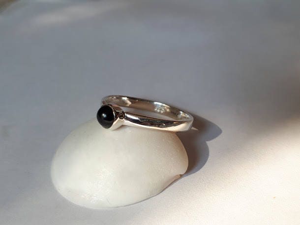 Black Onyx Ring Size 6 25 And 7 25 With Option To Resize Set In 92 5 Sterling Silver