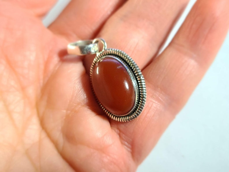 set in 92.5 sterling silver Silver carnelian pendant silver chain option handmade pendant PRICE REDUCED