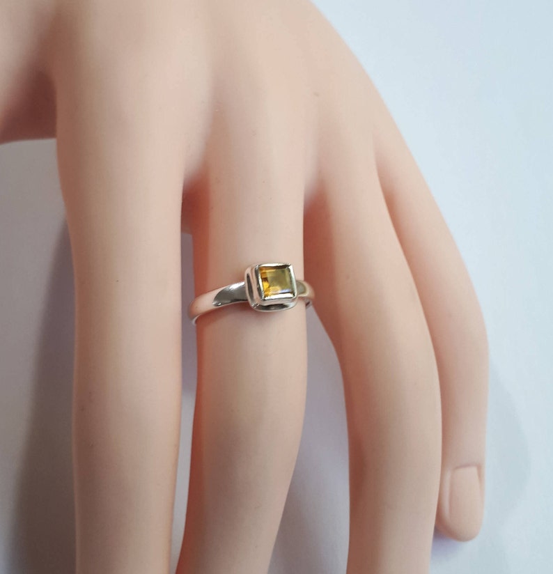 Citrine ring 92.5 sterling silver size 6 with option to resize