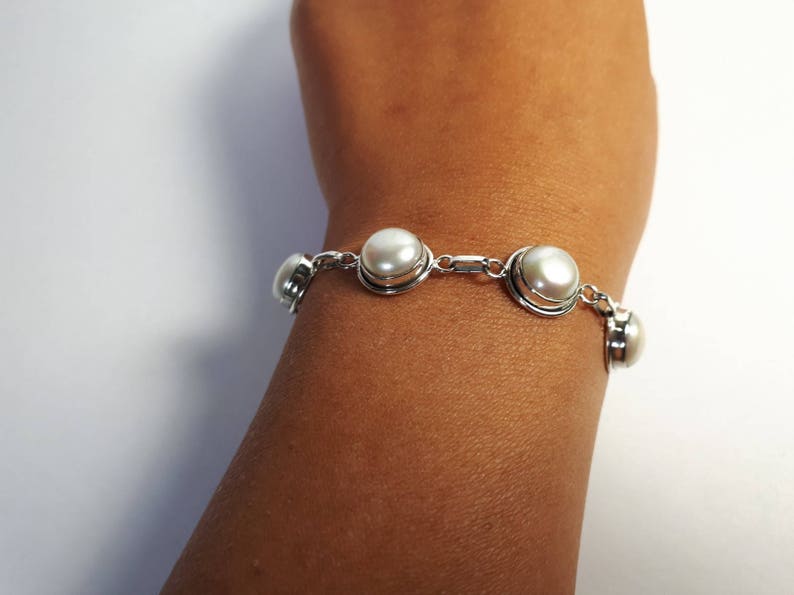 handmade freshwater pearls 92.5 sterling silver Pearl bracelet