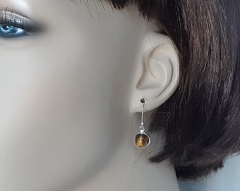 Stunning Tiger Eye Earrings - Premium Round Gemstone in 92.5 Sterling Silver