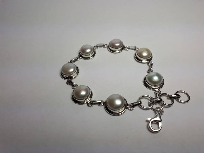 handmade freshwater pearls 92.5 sterling silver Pearl bracelet
