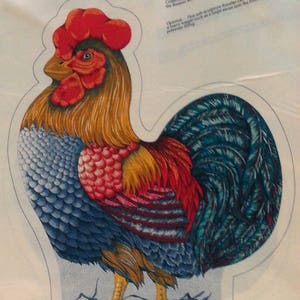 Rooster Cranston Print Works Co. Fabric Panel. Pillow Making Supplies. Sewing Supplies. Craft Supplies.