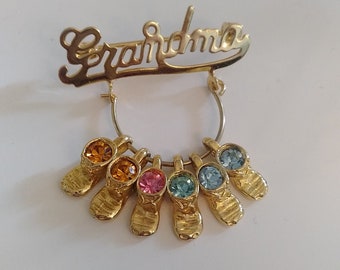 Grandma and Mom pins embellished brooches gift for her by Ashley3535