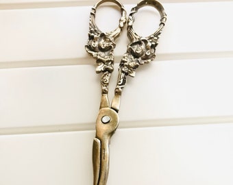 Vintage Art Nouveau Sterling Silver Grape Shears/ Scissors.