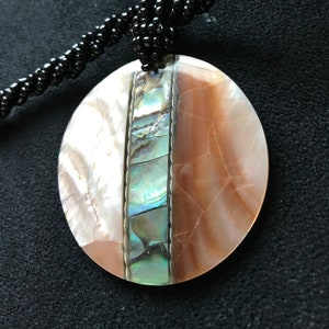 Avalon Shell and Seed Beads Iridescent Necklace.