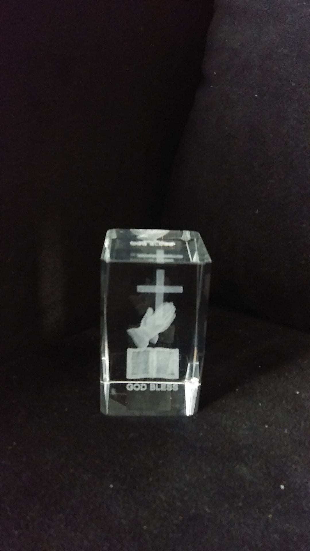 Religious Vintage 3D Lazer Etched Glass Paperweight Office - Etsy