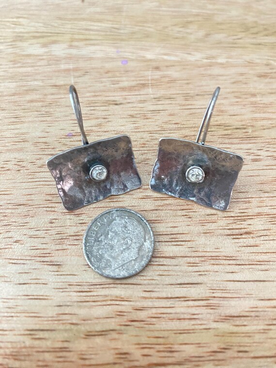 Sterling Silver Signed Dangle Rectangular Earring… - image 4