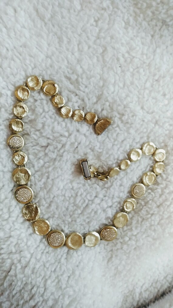 Gold Tone Fine Fashion Necklace with Rhinestones,… - image 4