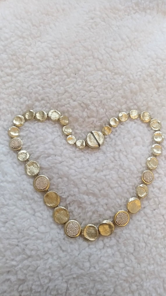 Gold Tone Fine Fashion Necklace with Rhinestones,… - image 2