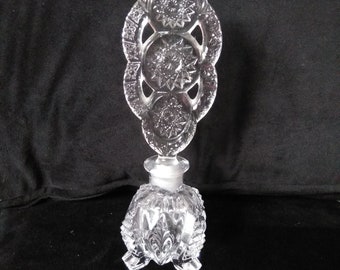 Antique Perfume Bottle, Cut Glass Empty Perfume Bottle, Vanity Bottle.