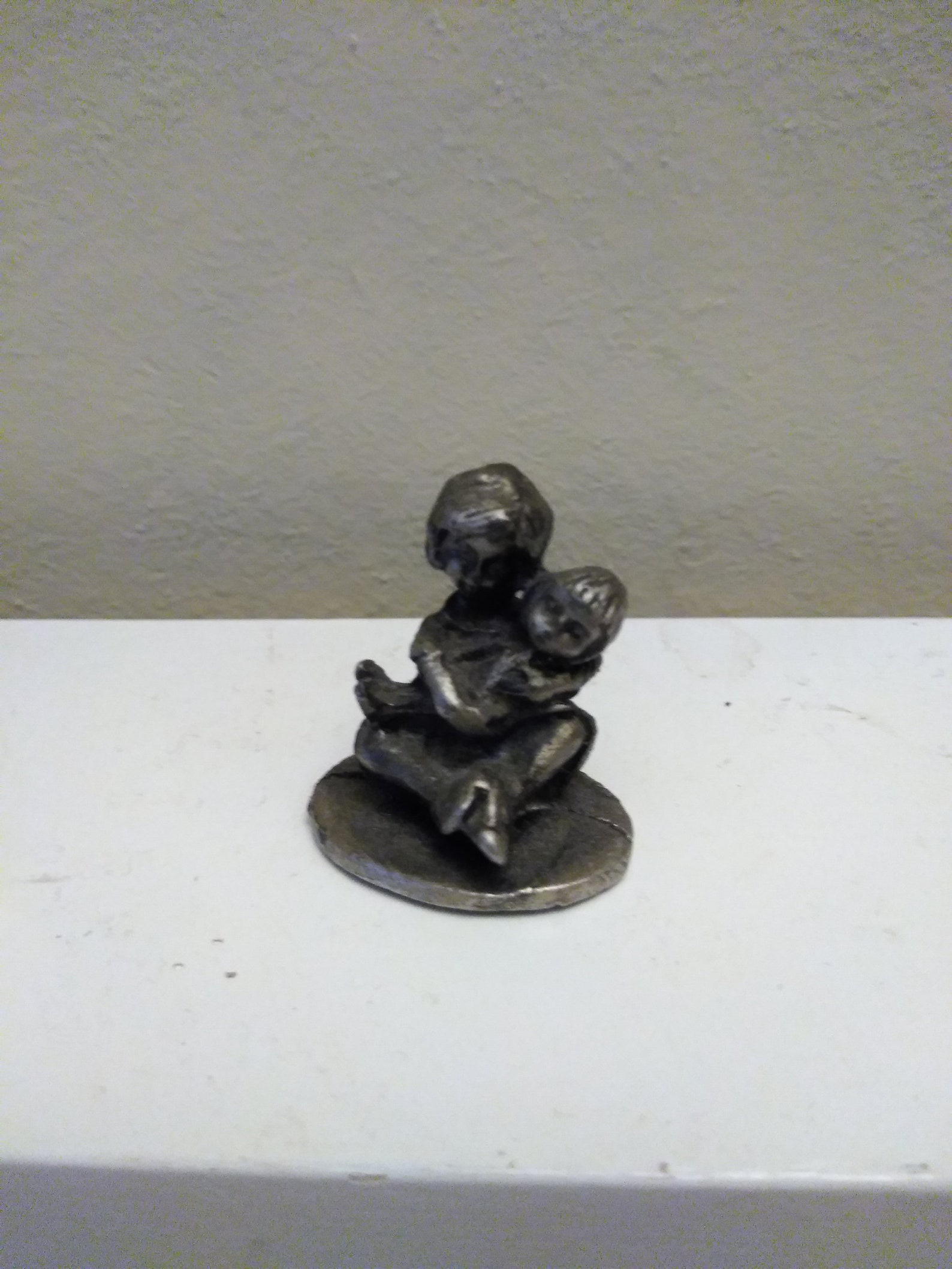 Miniature Pewter Girl With Doll, Miniature Figurine. Etsy