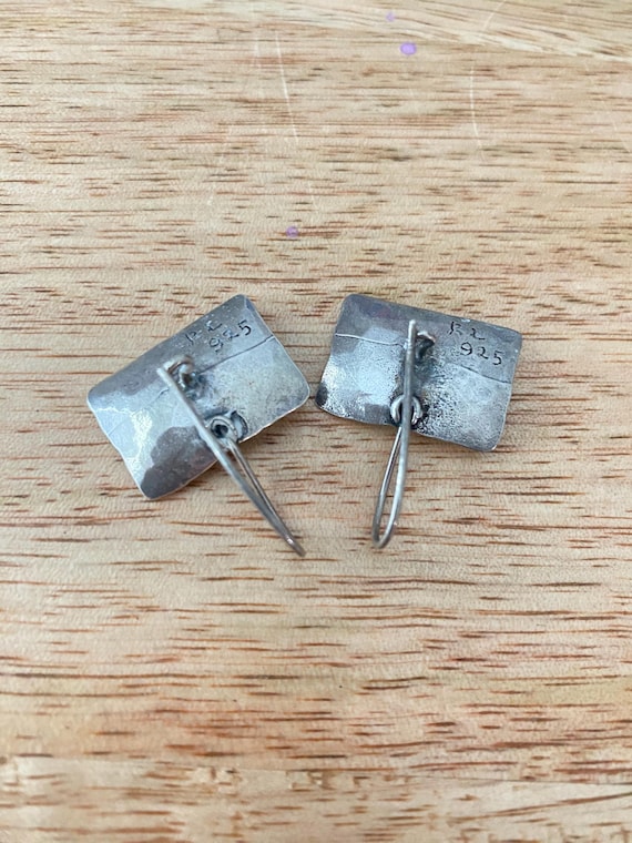 Sterling Silver Signed Dangle Rectangular Earring… - image 2