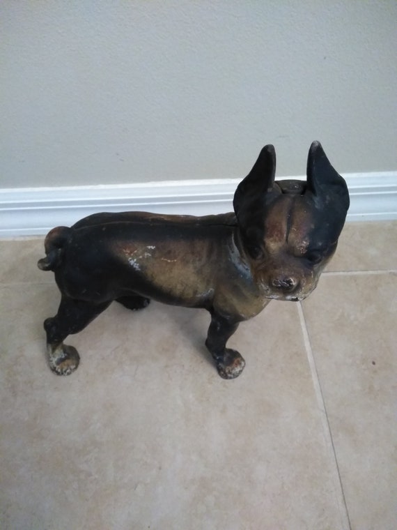 BOSTON TERRIER BULLDOG Heavy Cast Iron Door Stop Statue ~ Antiqued Doorstop II
