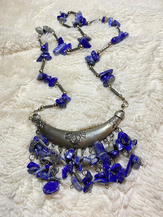Vintage Lapis Lazuli Statement Necklace.