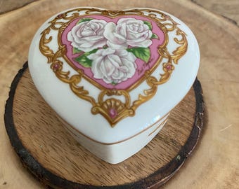 Vintage Ceramic Heart Shape Music Box by Heritage House Inc. Limited Edition 1990, Japan