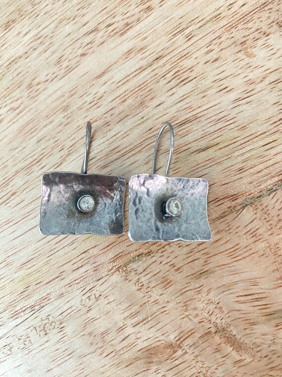 Sterling Silver Signed Dangle Rectangular Earring… - image 3