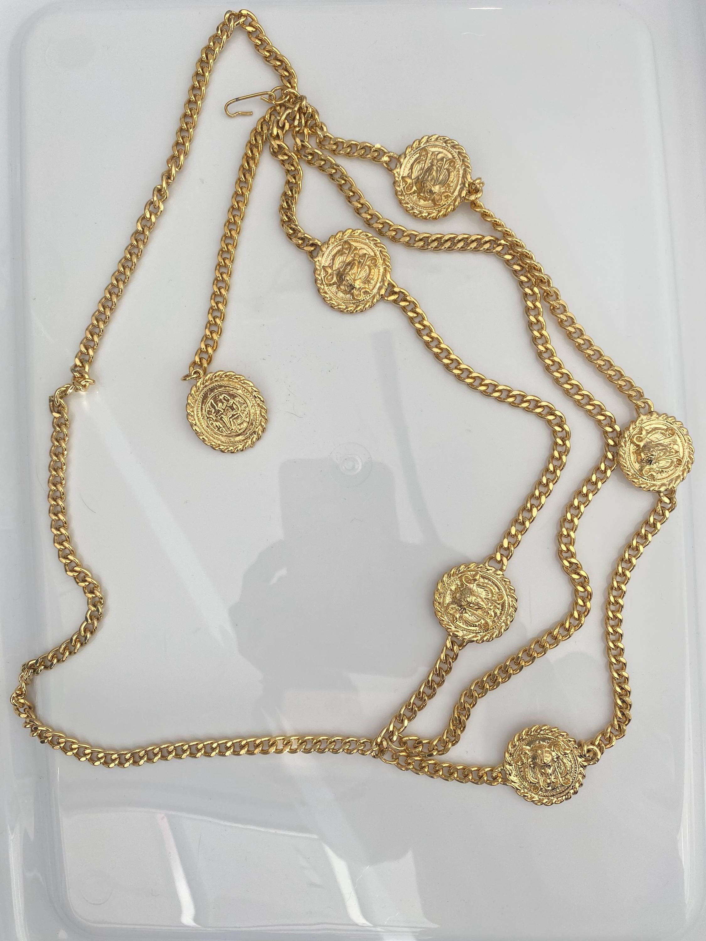 Vintage Egyptian Revival Art Nouveau Scarab Chain Charm Coin Link Belt Lot - Egyptian Revival  main image 4