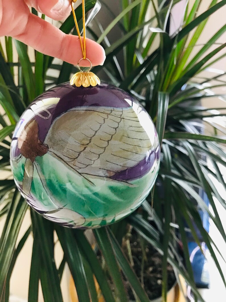 Vintage LI BIEN Big Glass Hand Painted Christmas Ball Ornament With ...