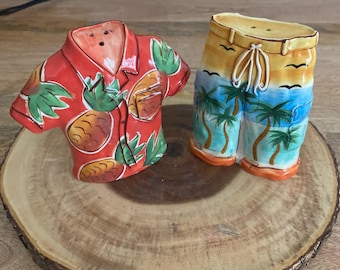 Summer Beach Clothes Ceramic Salt and Pepper Shakers.
