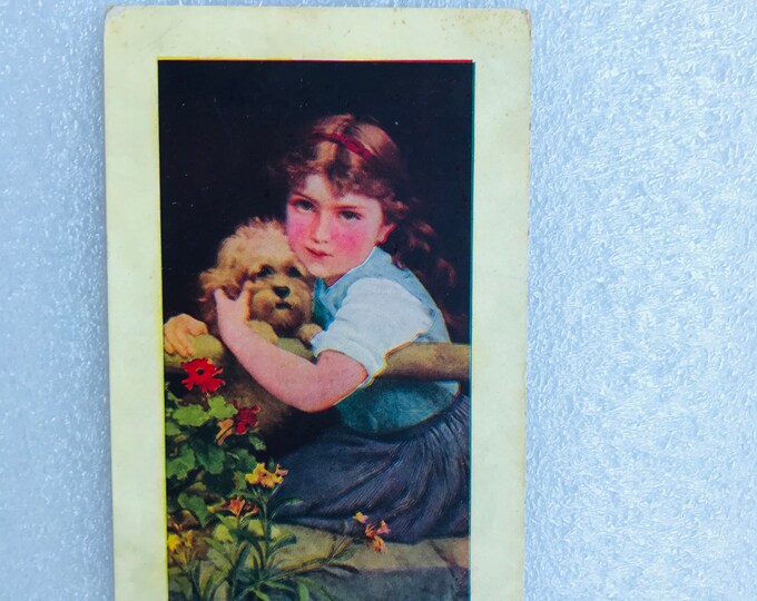 Antique Girl With Dog Used Postcard we Two Collectible - Etsy