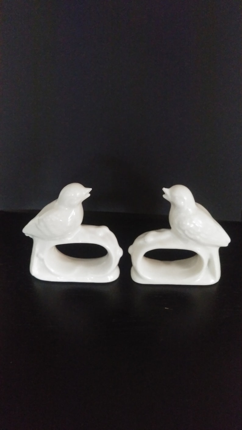 Vintage White Bird Napkin Holders Porcelain Napkin Rings set Etsy