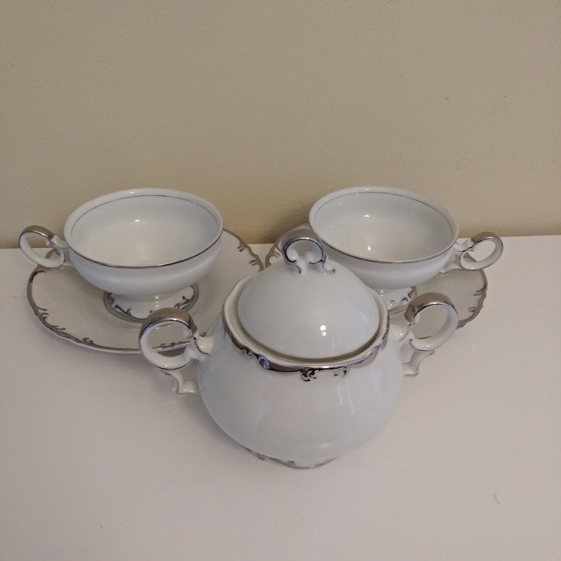Premiere Marlboro Footed Cups Saucers and Sugar Bowl Fine Etsy
